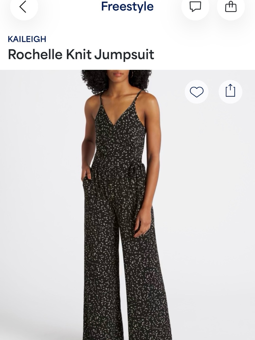 Kaileigh Black Confetti V‑Neck Knit Jumpsuit
